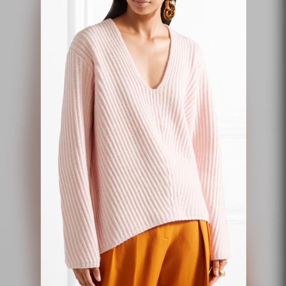 Acne Studios Deborah V-Neck Wool Sweater Pink